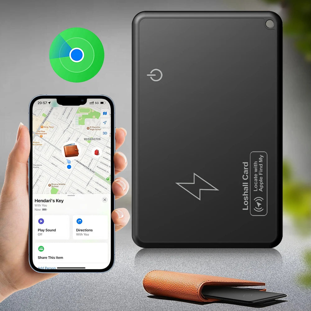GPS Karte für Brieftasche – Kabellos ladbar & Apple „Wo ist?“ kompatibel