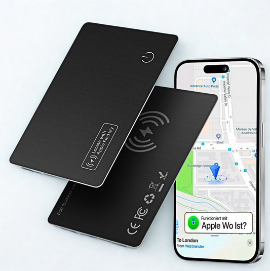 GPS Karte für Brieftasche – Kabellos ladbar & Apple „Wo ist?“ kompatibel